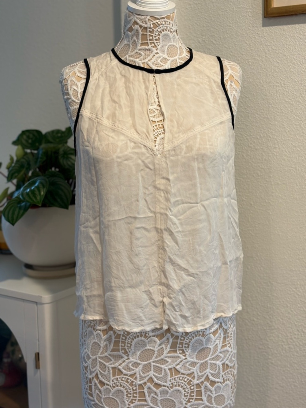 A.L.C. Silk Tank with Contrast Piping
